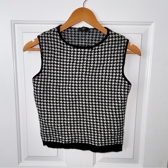 Italian Bogner Cashmere and Virgin Wool Houndstooth Check Crop Top Size XXS - Picture 1 of 5